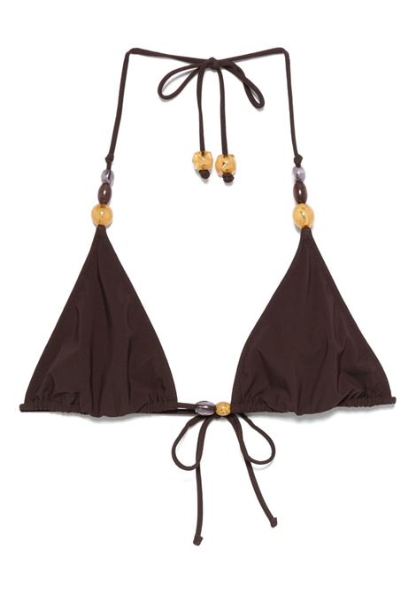 Brown bead-embellished bikini top Tory burch - women TORY BURCH | 159184211